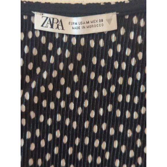 Zara Black & White Polka Dot Printed Blouse Women's Medium Preppy Bohemian Pinup - Picture 9 of 9
